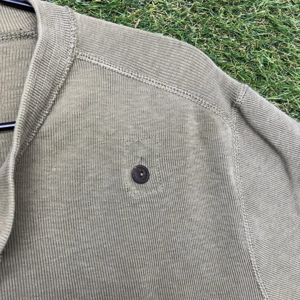 Vintage POLO Ralph Lauren Shirt Mens XL 836 R64 Crest Army Green Henley Ribbing